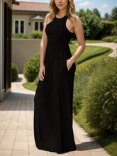 Pocketed Round Neck Sleeveless Dress OutfitFlow